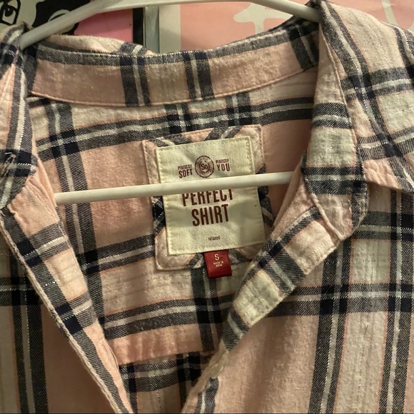 Light Pink Button Up Flannel Long Sleeve - Picture 2 of 3
